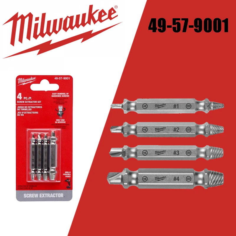 milwaukee aco parafuso extrator grupo parafuso de abertura broca carpintaria power tool acessorios 4957 9001 m2 pcs 01