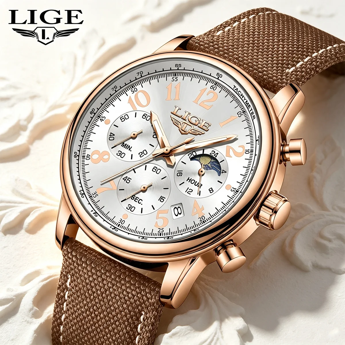 LIGE Military Watches for Man Sports Waterproof Luminous Chronograph Date Men's Luxury Watches Quartz Nylon Leather Reloj Hombre