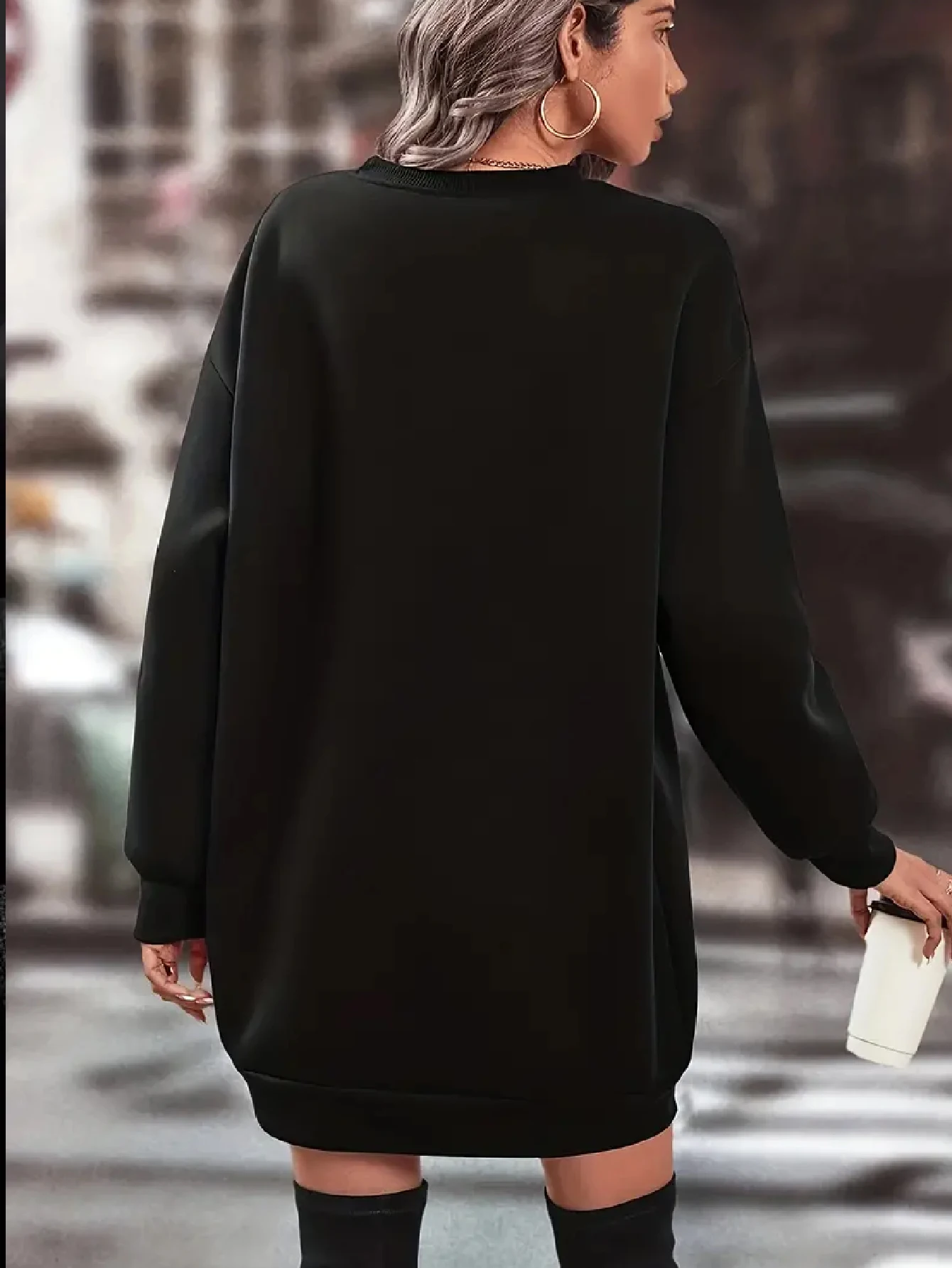 Damen-Langarm-Hoodie mit Rundhalsausschnitt, lässig-elegantes Oberteil mit Blumen- und Buchstabenmuster für Herbst und Winter, bequeme Streetwear – Detail 7