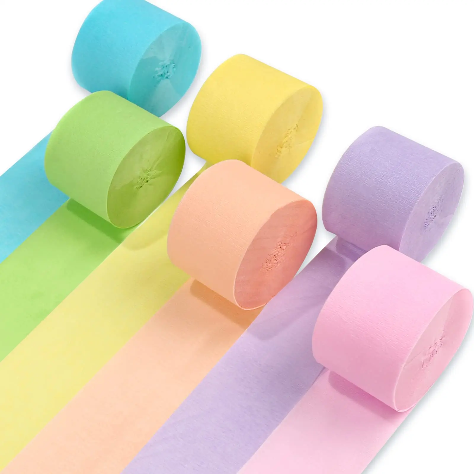 

6 Rolls Crepe Paper Streamers 492ft Pack of Party Streamers in 6 Pastel Colors for Birthday Decorations Wedding Decor