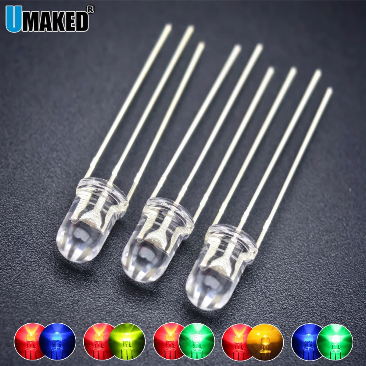 1000pcs F5 Round Foggy/Clear Lens led diodes dual DIP Color Common Anode/Cathode LED White/Red/JG/B/Y/Or/WW Bi-Color Diode Light