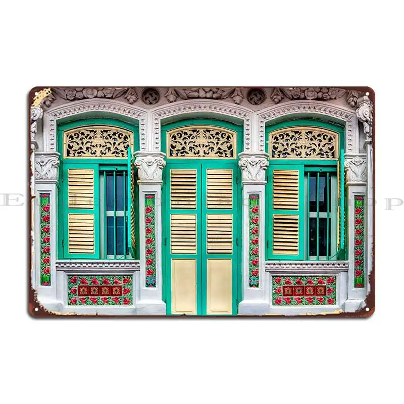 The Singapore Shophouse Metal Sign Club Bar Decoration Custom Print Wall Plaque Tin Sign Poster