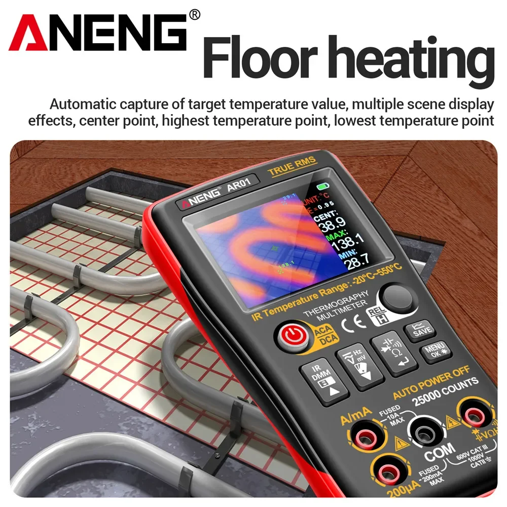 ANENG AR01 Smart Thermal Imager Multimeter 25000 Counts  2-in-1 AC/DC Voltage Current Tester 250M Ohm Multimetro TFT Tester Tool