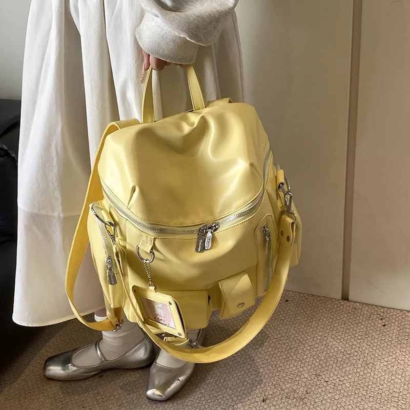 

Korean Version Simple Personality Fashion Zipper Pocket PU Leather Shoulder Bag Commuter Shoulder Bag Large Capacity Travel Bag