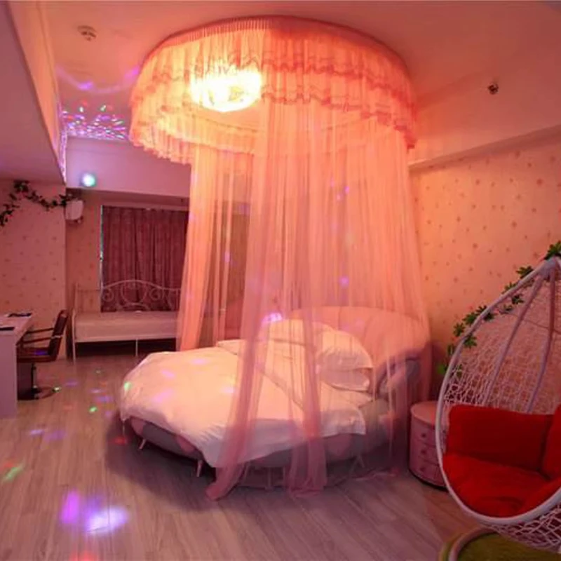 Round bed mosquito net guide rail custom ceiling dome gauze tent encryption household slide rail bed curtain