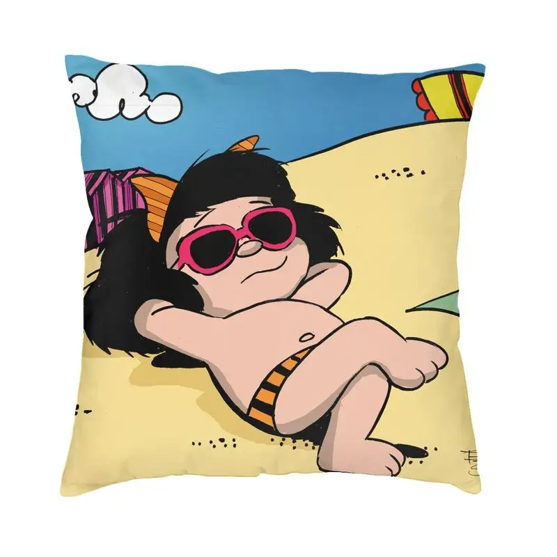 Summer Funny Mafalda Cartoon Manga Cushion Cover Two Side Printing Floor Pillow Case for Sofa Fashion Pillowcase Home Decorative