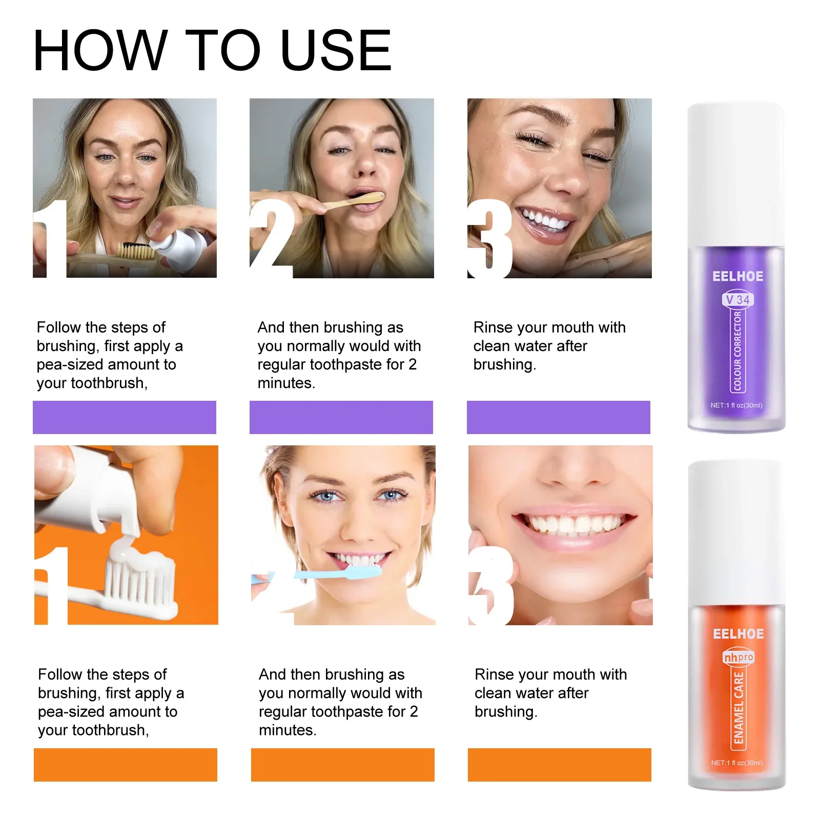 

Sdotter New Purple Whitening Toothpaste Teeth Color Corrector Toothpaste Remove Stains Reduce Yellowing Whiten Fresh Breath Teet