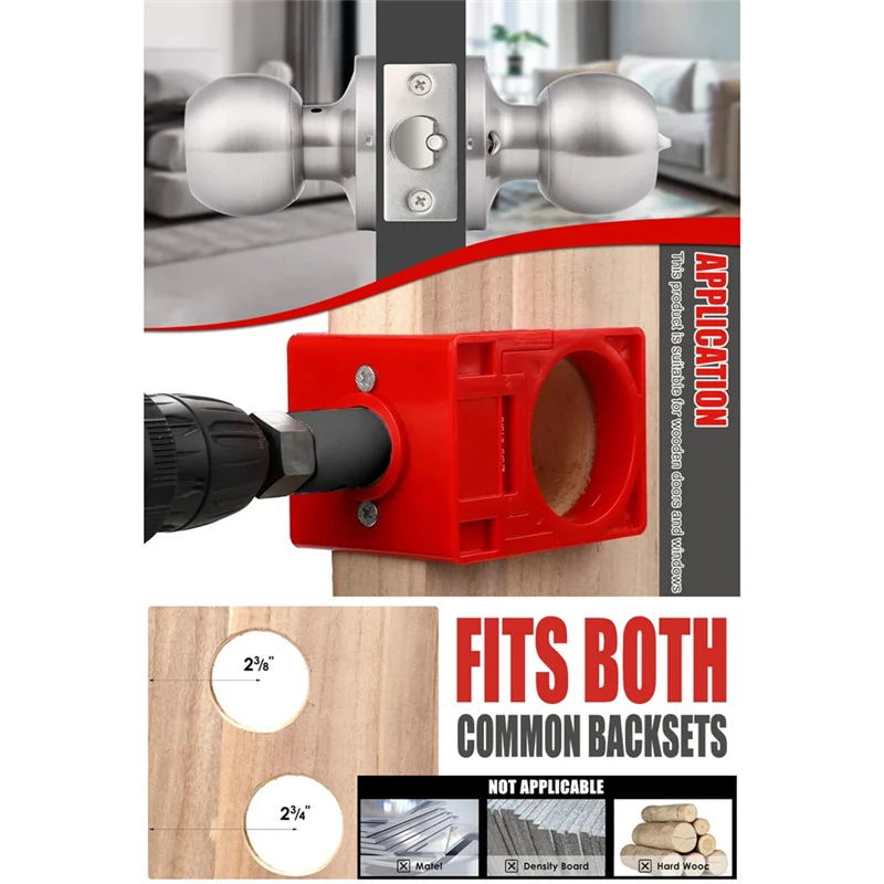 Kit de pestillo de puerta de piojos, herramienta de mortaja de pestillo de puerta, Kit de instalación de puerta para puertas de 1-3/8 pulgadas o 1-3/4 pulgadas de espesor, juego de sierra perforadora para cerradura de puerta