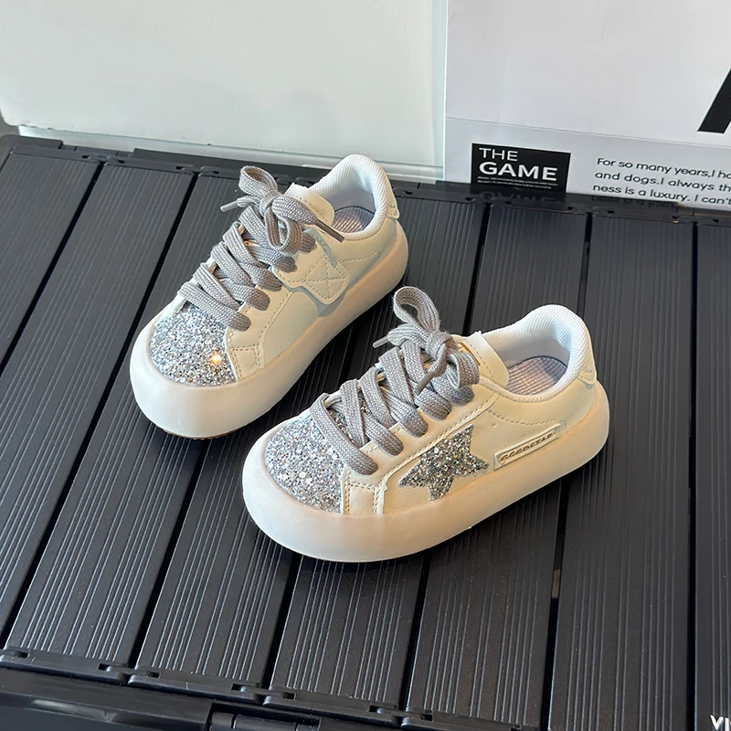Children's Casual Sneakers 2025 Spring Autumn New Style Women's Five-Star Board Shoes Lightweight Versatile White Shoes