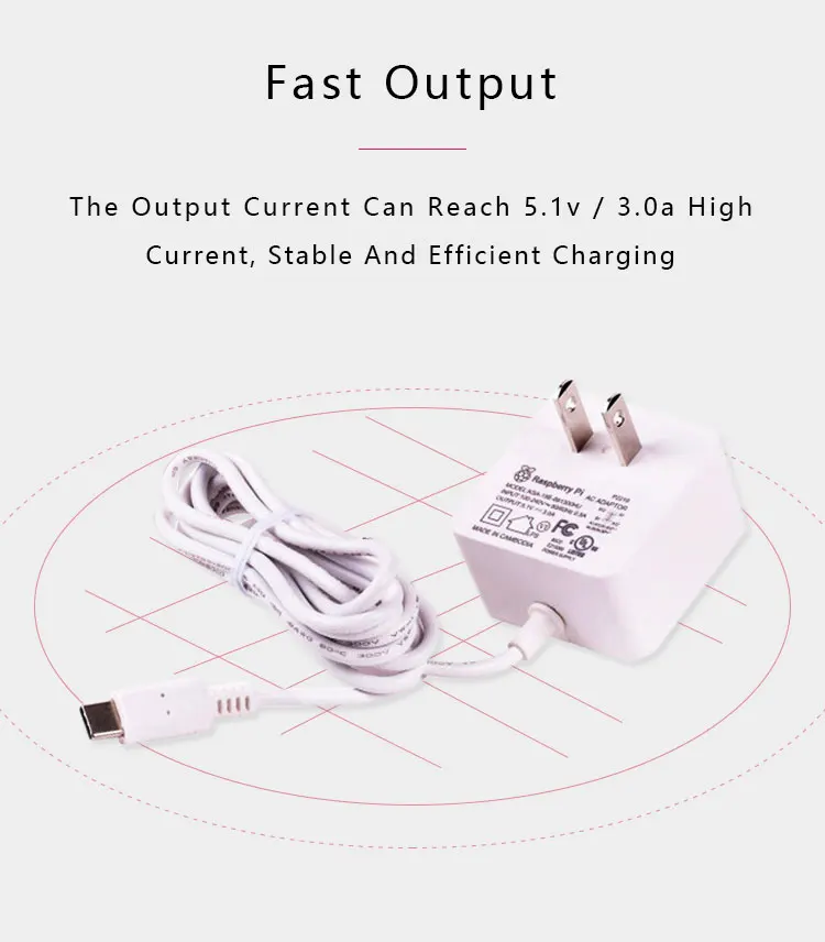 

Raspberry Pi 15.3W USB-C Power Supply,Official and Recommended 5V3A type-C Power Adapter for Raspberry Pi 4/3b