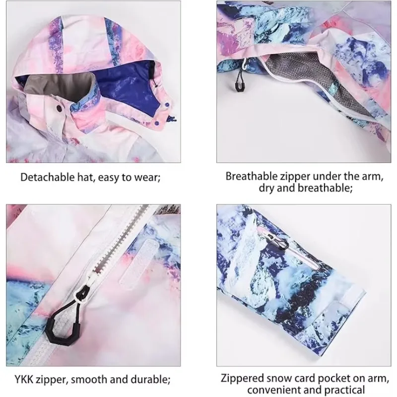 STLF الصين مصنع في الهواء الطلق بدلة تزلج مقاومة للماء سنوسويت الشتاء سترة التزلج والسراويل مجموعة بدلة الثلوج الدافئة على الجليد #4