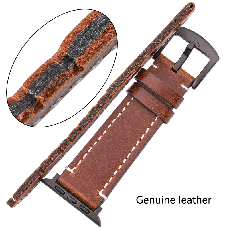 Genuine Leather Watchband For Apple Watch Band 44mm 45mm 40mm 41mm 42mm 38mm Strap Women Men Iwatch Series 7 6 5 4 Se Bracelet