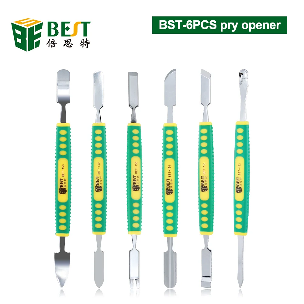 6 in 1 Injection Metal Spudger Dual Ends Pry Bar With Non Slip Grip for Phone Laptop Tablet Computer Watch DIY Repair Opening