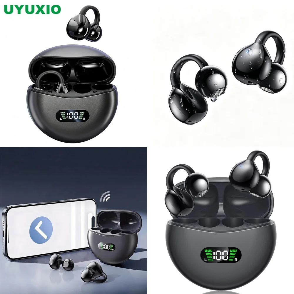 Daily Use Wireless Open Ear Earbuds with Smart Power Display Charging Case 42H Playtime and Auto Pairing for Running Gym Workout