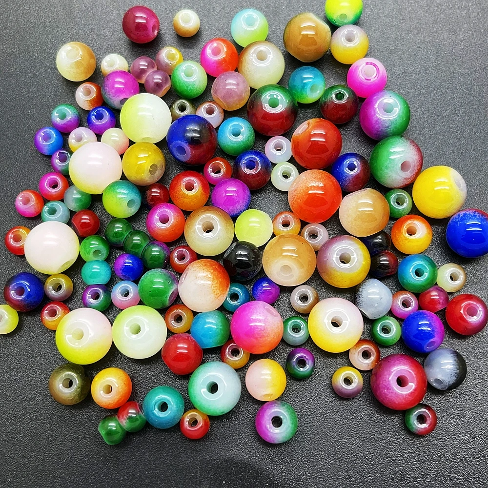 Random Color Mixed Glass Beads Multi Size Selection Handmade DIY Jewelry Making Accessories