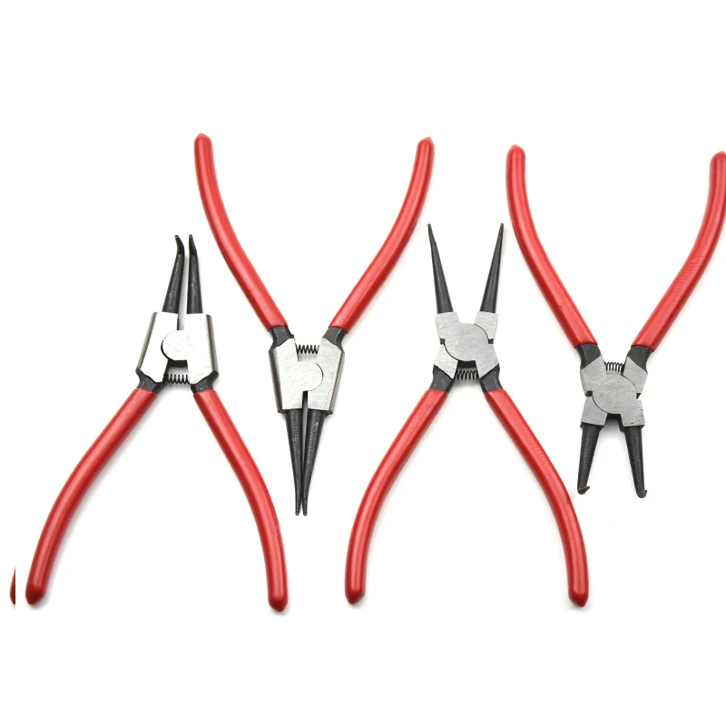 4 Packing 7 inch Interna Circlip Pliers Kit Straight External Snap Ring Nippers 90 Degree Bent Tweezer