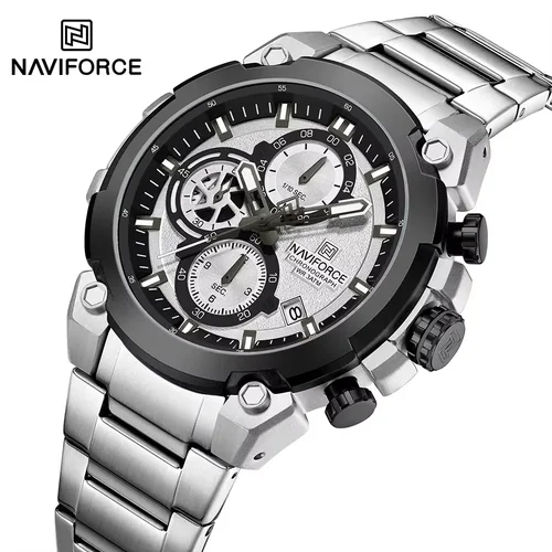 Imagen 2 del producto Reloj Original NAVIFORCE para hombre 2025, nuevo reloj de pulsera de cuarzo clásico con cronógrafo resistente al agua de acero inoxidable, reloj de marca para hombre, regalos