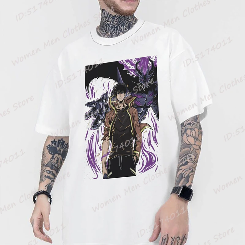 

Solo Leveling Print T-shirt For Women/Men Summer Short Sleeve Round Neck Tee Shirt Creative Overszied Tops Anime Popular T Shirt