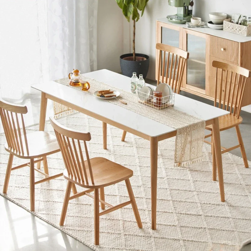 

Solid Wood Dining Table Household Small Apartment Rectangular Dining Table Living Room Room New Plate Tables and