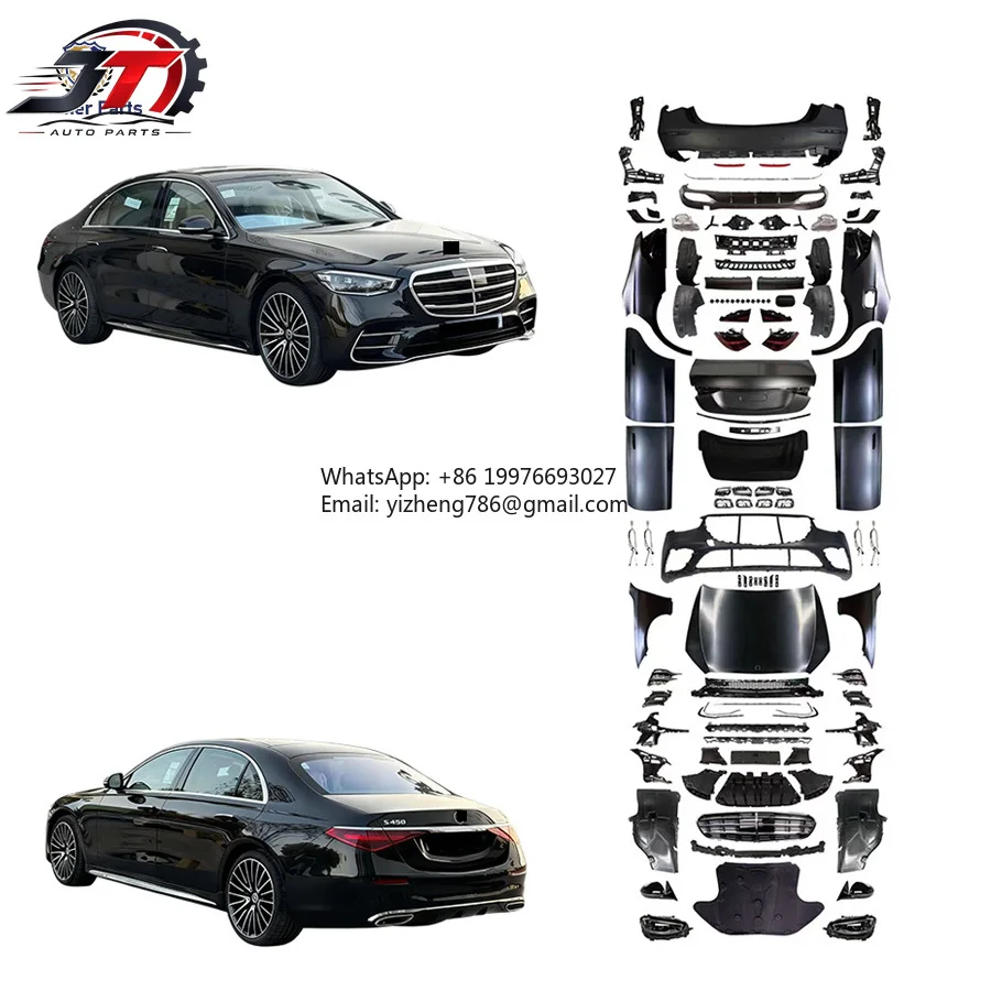 JT For  S450 W222 Full Body Kit 2014-2024 S Class W223 Upgrade Includes Exhaust Bumper Cut-Outs