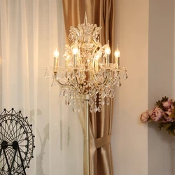 Luxury Crystal Floor Lamp Living Room Bedroom Bedside Lamp European Decorative Table Light Retro Lights Shiny Lamp LED Lighting