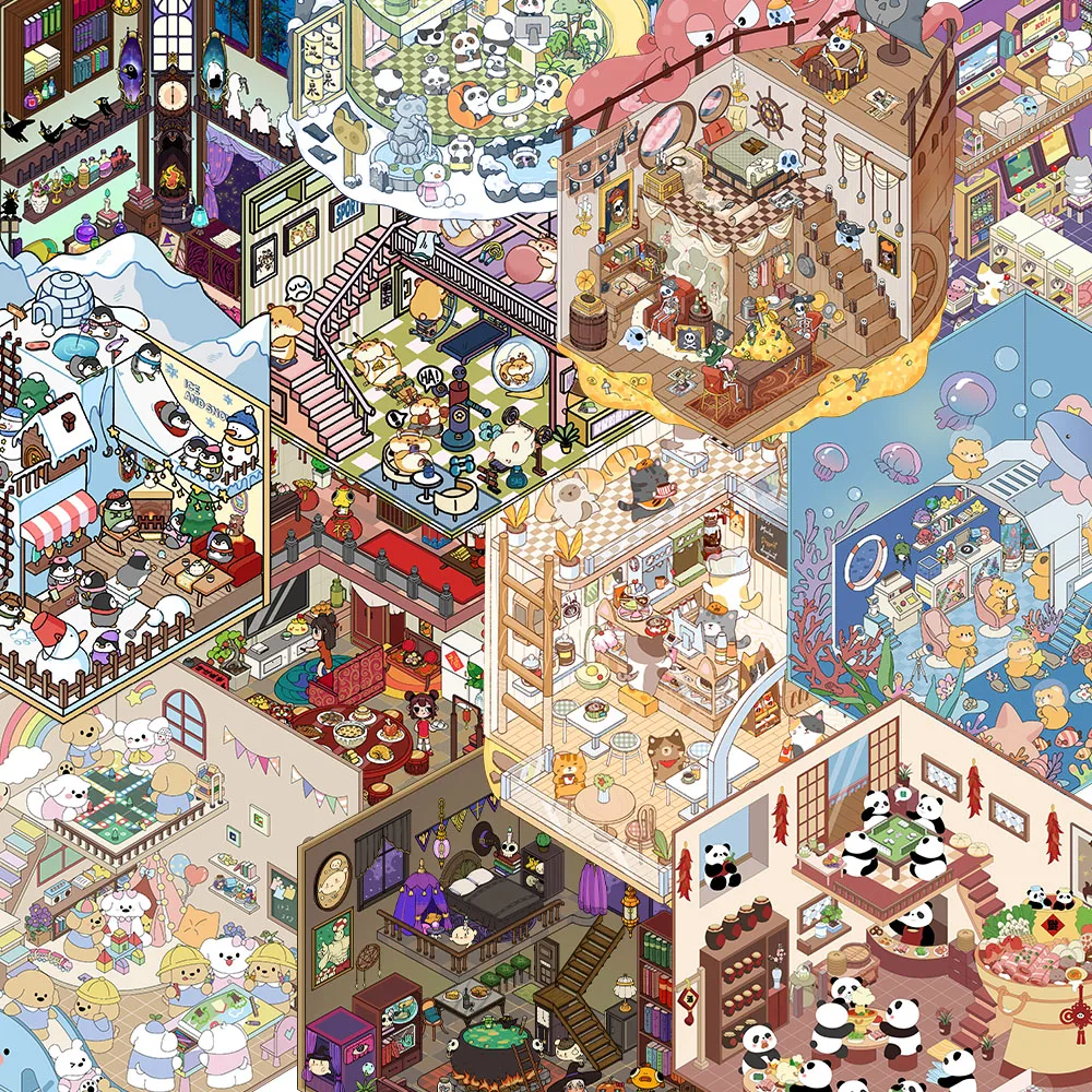 Plus Size tow-story Cabin Scene DIY Sticker Highly Playable Sticker Stacking Pasting Festival Birthday Gift for