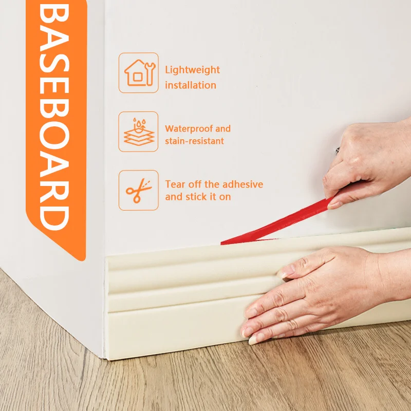 Self Adhesive Skirting Board, Made Of NBR Material, Waterproof, Anti-Collision, Flexible And Durable, Designed In European style