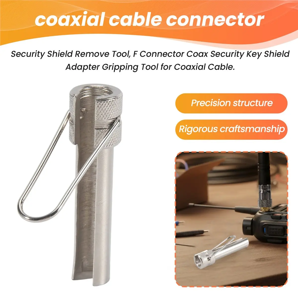 A77K Security Shield Remove Tool, F Connector Coax Security Adapter Gripping Tool for Coaxial Cable