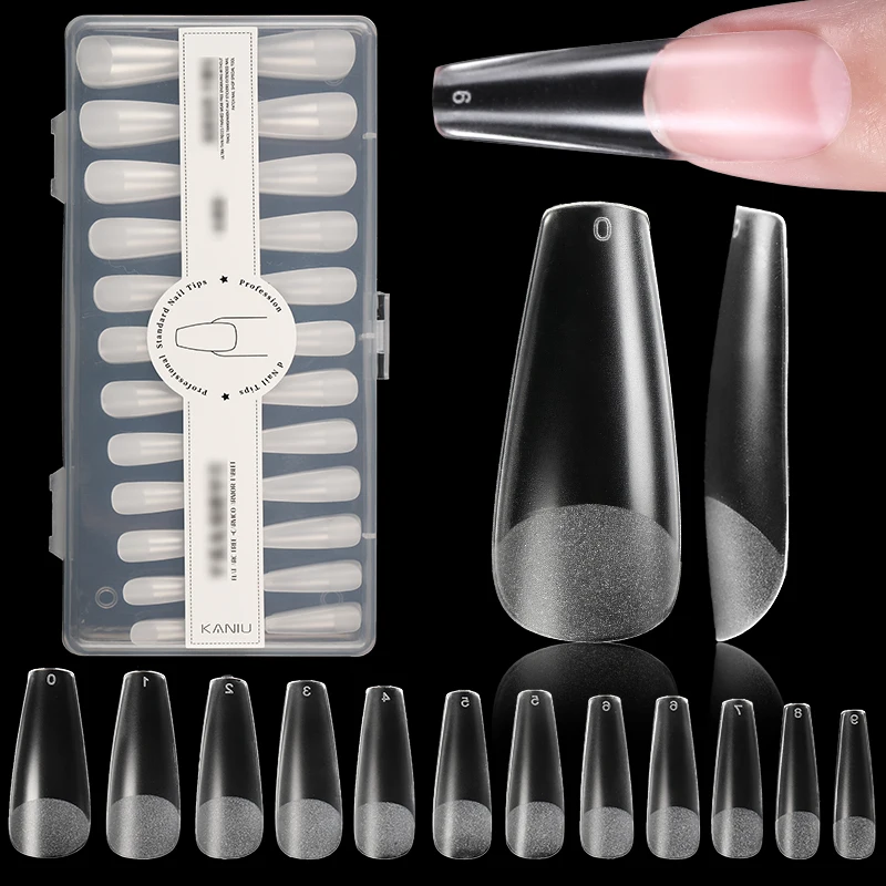 Kaniu 1 Box Soft Gel Nail Tips Full Cover False Nail Tips Durable Capsules Almond Shaped Extenison Nail Tips DIY Nail Supplies