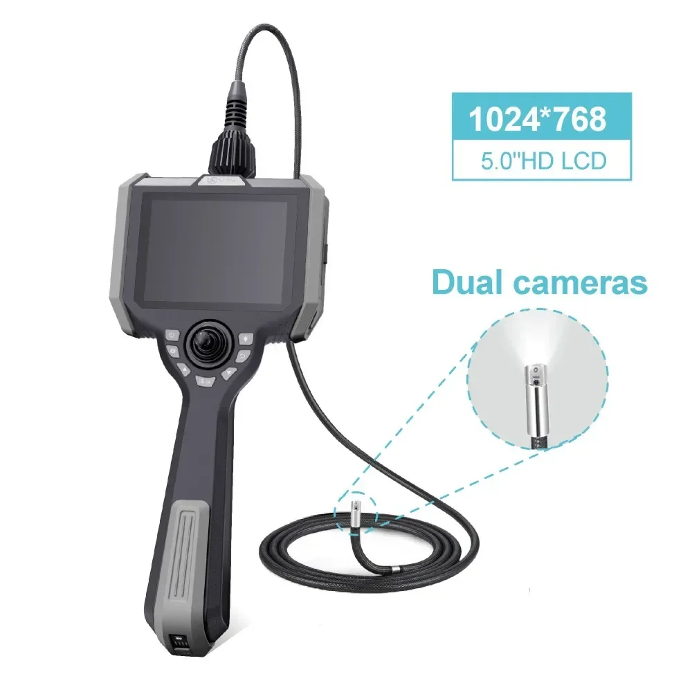 5.0 Inch HD Display 6.0mm Probe Length 5 Meters  360 Degrees Articulated Portable Video Borescope Inspection Camera