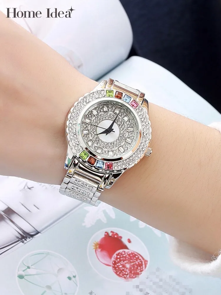 Office Ladies Fashion Diamonds Watch Women Elegant Shiny Quartz Wristwatches Stainless Steel Casual Party Watches