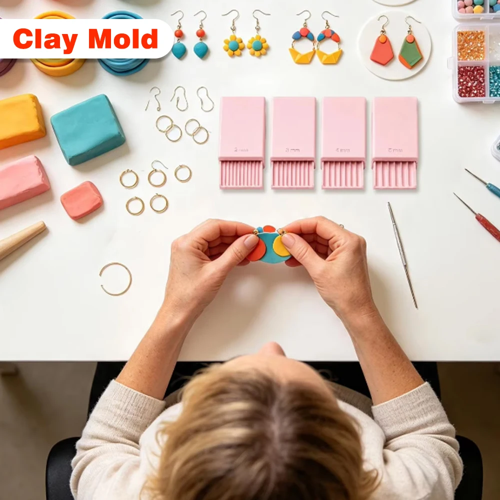 4PCS 2-5mm Polymer Clay Bead Maker, Round Ball Roller Mould, 3D Printed Grooved Craft Tool