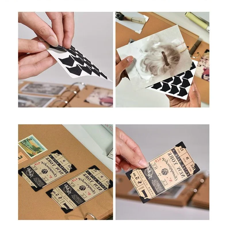 120 Pcs/Lot 5 Sheets DIY Self-Adhesive Vintage Kraft Paper Stickers For Photo Album Corner Frame Scrapbooking Picture Decoration