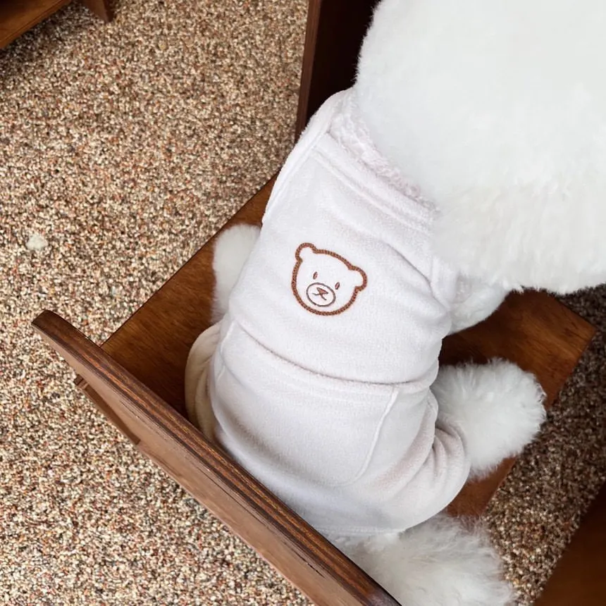 Cute Pet Bear Four Legged Pants Embroidered Plush Jumpsuit for Autumn and Winter Teddy Warm Plush Clothes Small Dog Clothes