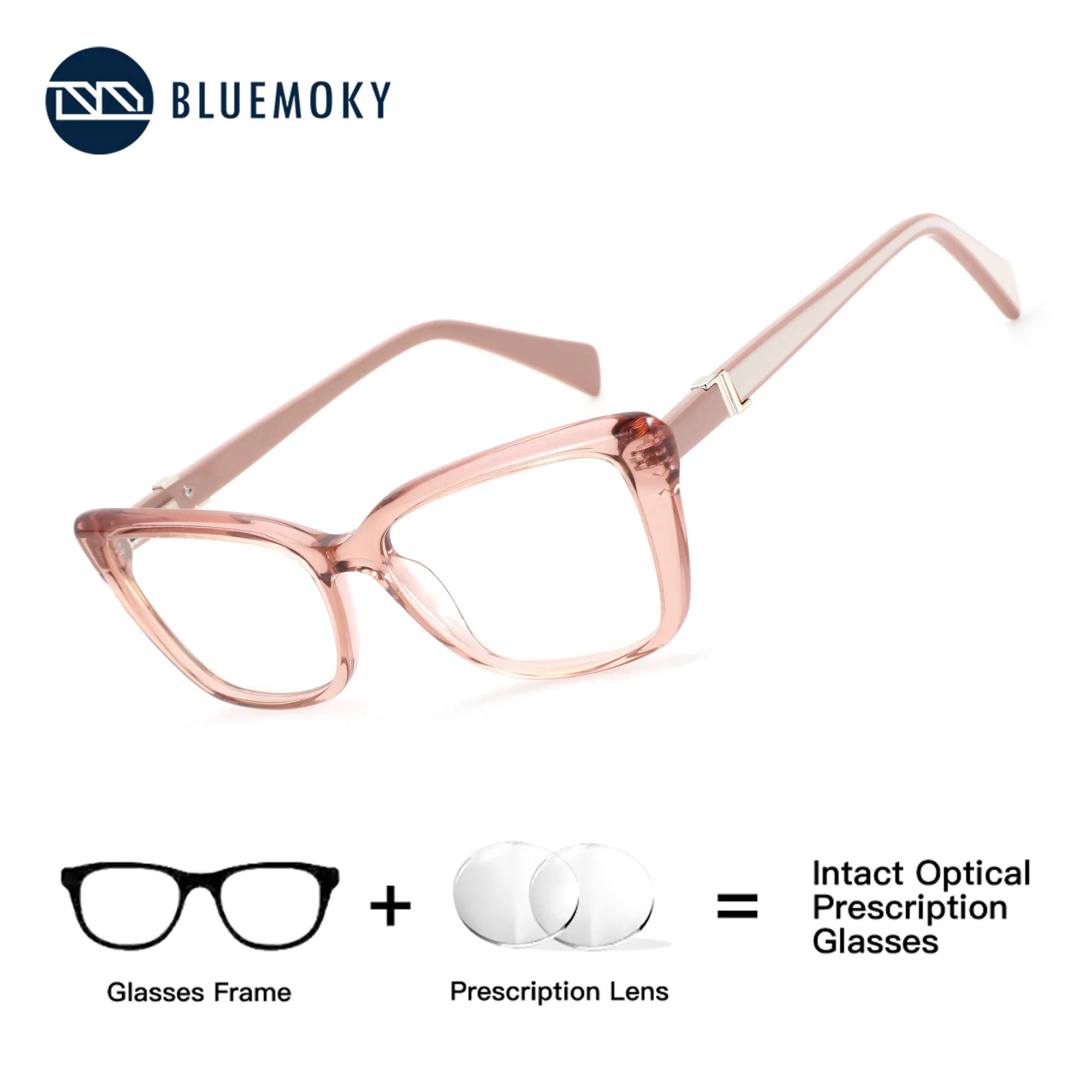 

BLUEMOKY High Quality Acetate Butterfly Prescription Glasses Women Myopia Progressive Lenses Anti Blue Ray Photochromic