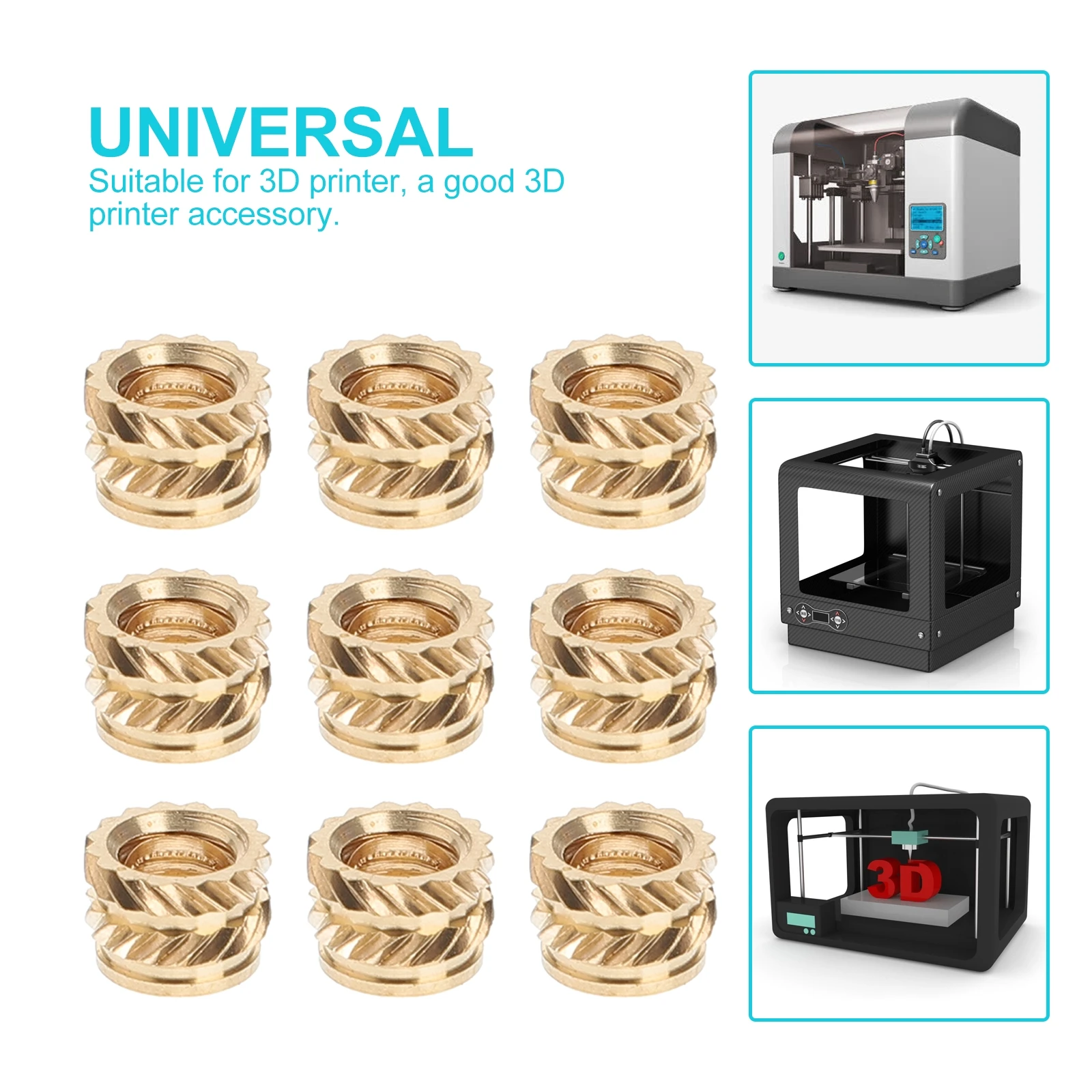 100 قطعة سبائك النحاس الخيوط إدراج الجوز للطباعة ثلاثية الأبعاد الحرارة الضغط جزءا لا يتجزأ من مخرش المكسرات صلابة عالية ارتداء مقاومة #5