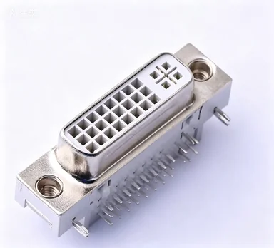 DVI 24P+5P 90-degree DIP, screw-locked, white glue