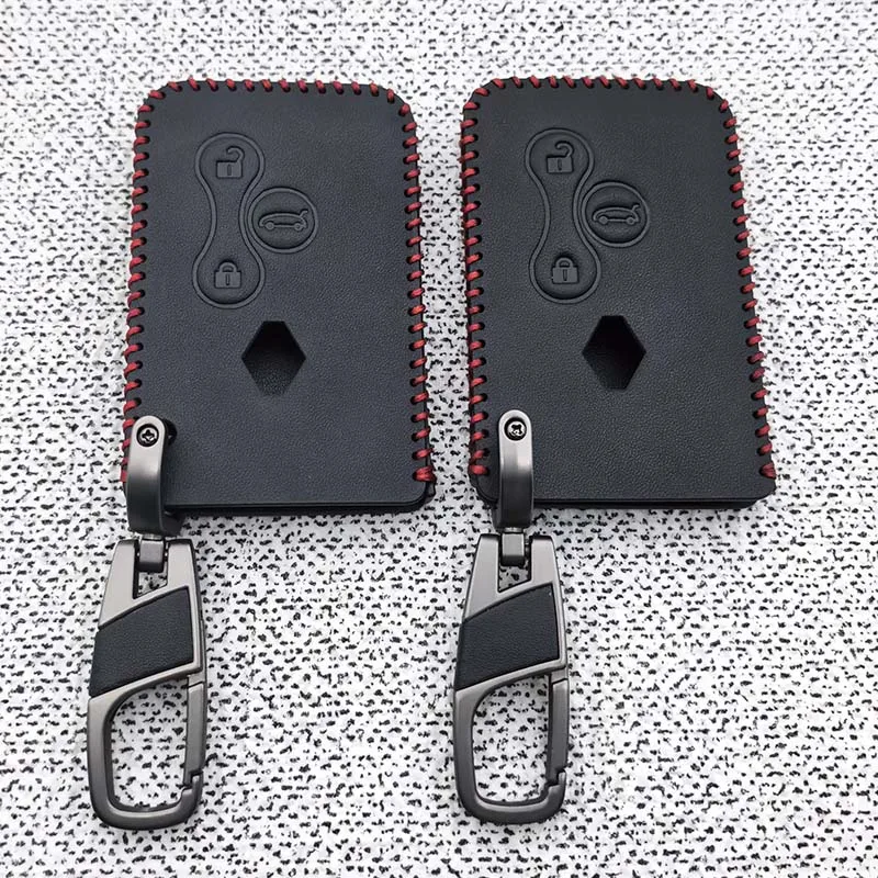 Leather Keychain Car Keys Accessories Key Case Cover for Renault Megane Clio Megane 2 Scenic Stage Koleos Logan Region Card