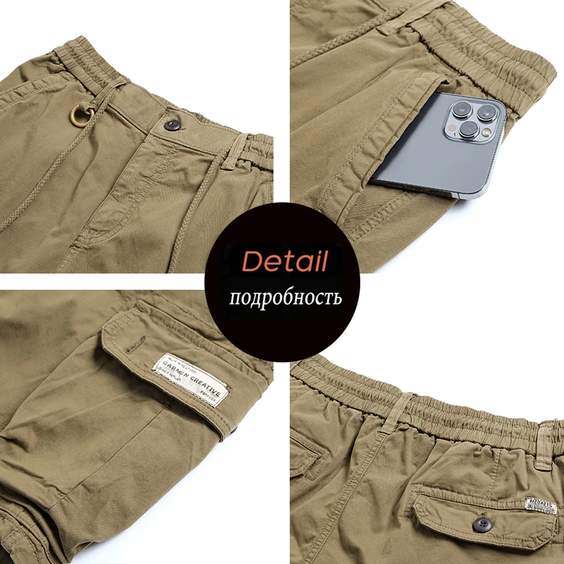 New Summer Men Cotton Cargo Shorts Men Fashion Bermuda Beach Jogger Shorts Men Casual Elastic waist Shorts Male Dropshipping - Image 6