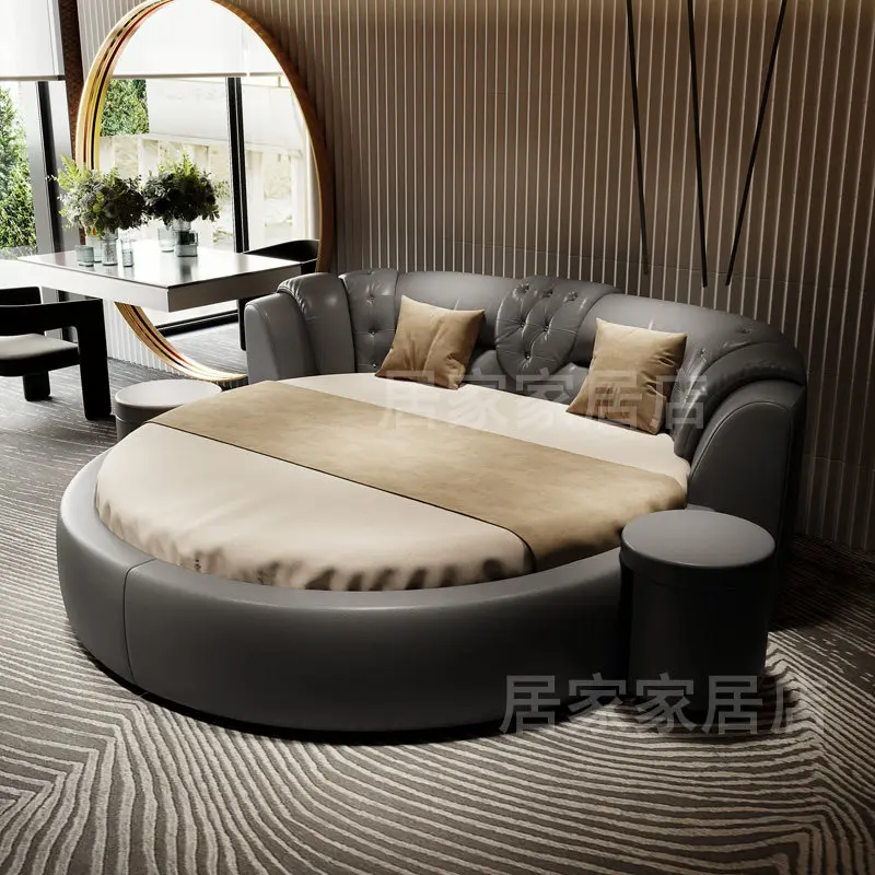 Luxury Single Bed Headboard Round Bedroom Circle Solid‑Wood Master Bed Office Modern Muebles Para Dormitorio Furniture Clearance