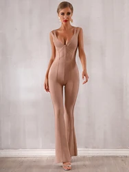 Seamyla 2022 New Bandage Jumpsuits Women Sexy Sleeveless Wrap Rompers Bodycon Overalls Summer Evening Club Party Long Bodysuits