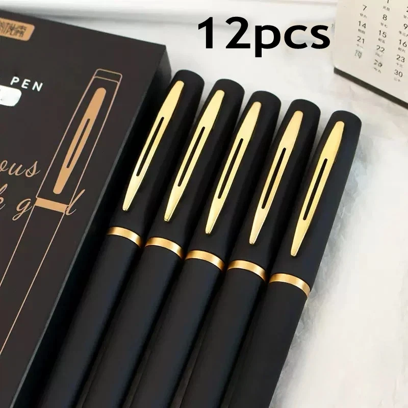 12-Pack of Stylish Black Gel Pens - 0.5mm Fine Tip, Large Capacity Writing Pens, Black Signature Pens, Ideal for Office and Back-To-School Season