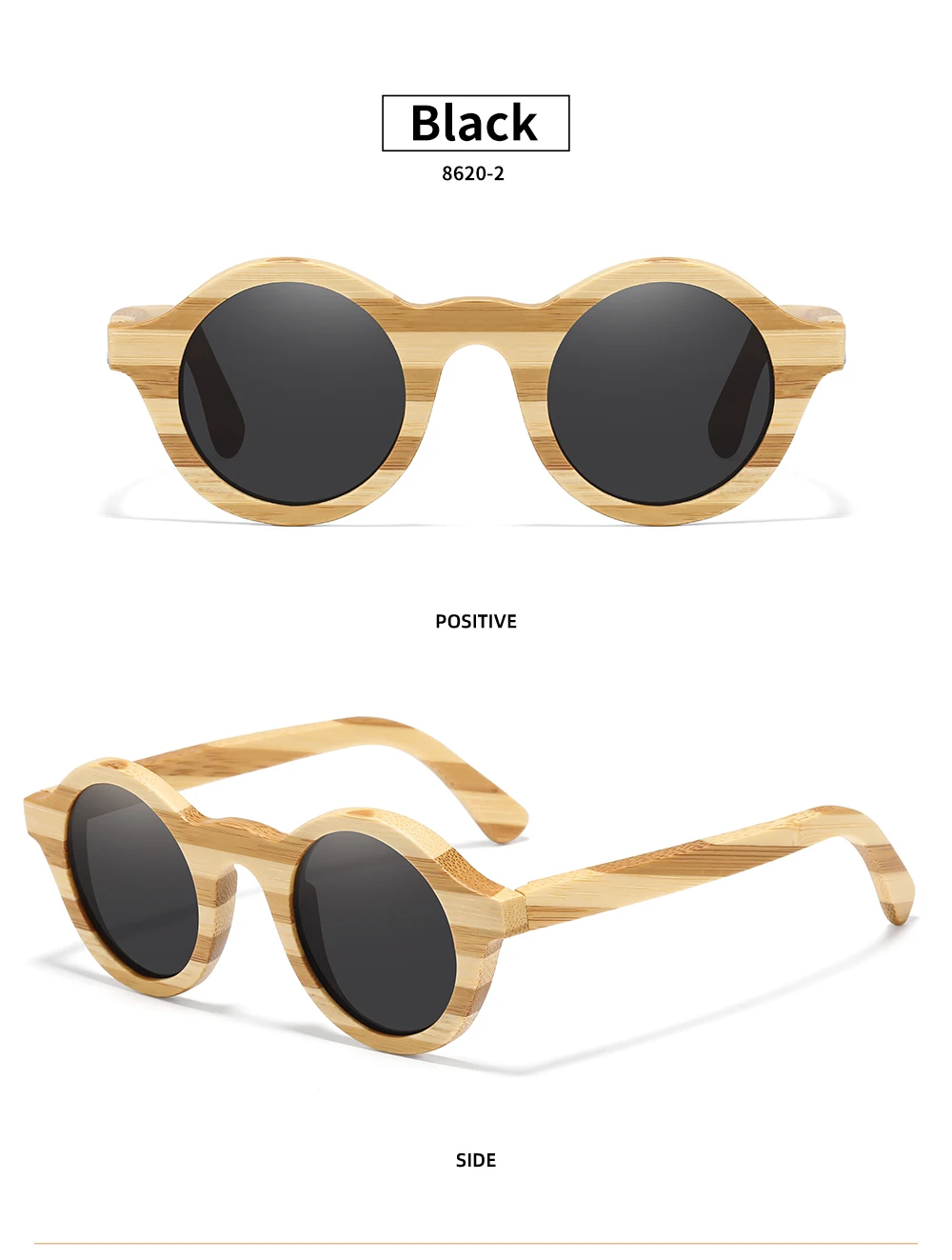 GM Natürliche Zebra Bambus Holz Aduit Sonnenbrille Handgemachte Polarisierte Gläser Spiegel Beschichtung Linsen Brillen Mit Geschenk Box 8620C – Detail 10