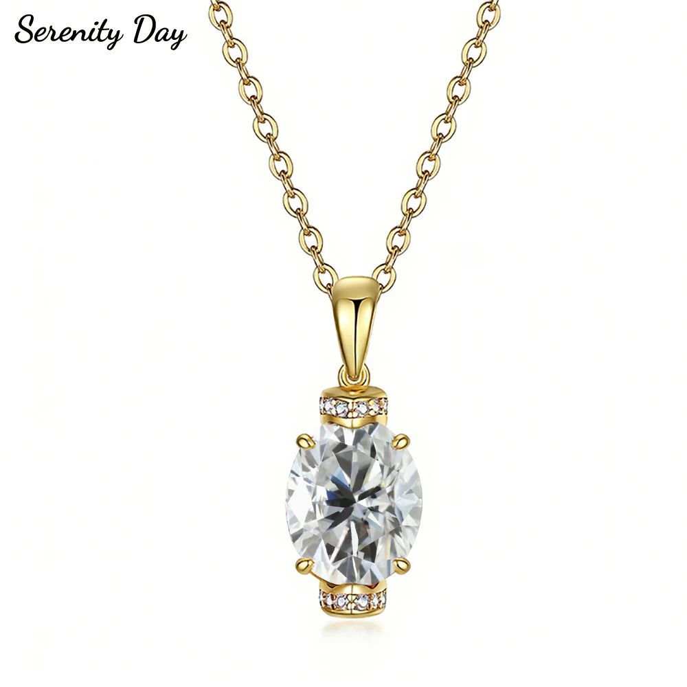 

Serenity 3ct Oval Cut Moissanite Necklace for Women Girl Wedding Gift S925 Pendant 100% Sterling Silver Neck Chain Fine Jewelry
