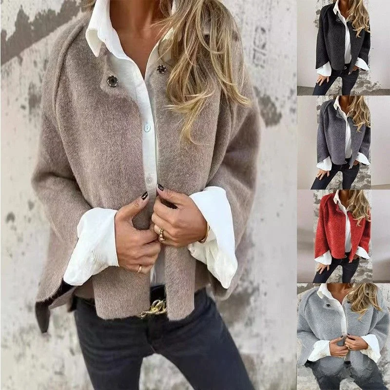 

Women's Autumn Winter Loose ort Pure Color Batwing Sve Camere Coat 2024 Faion Casual Outerwear in Soft Fabric