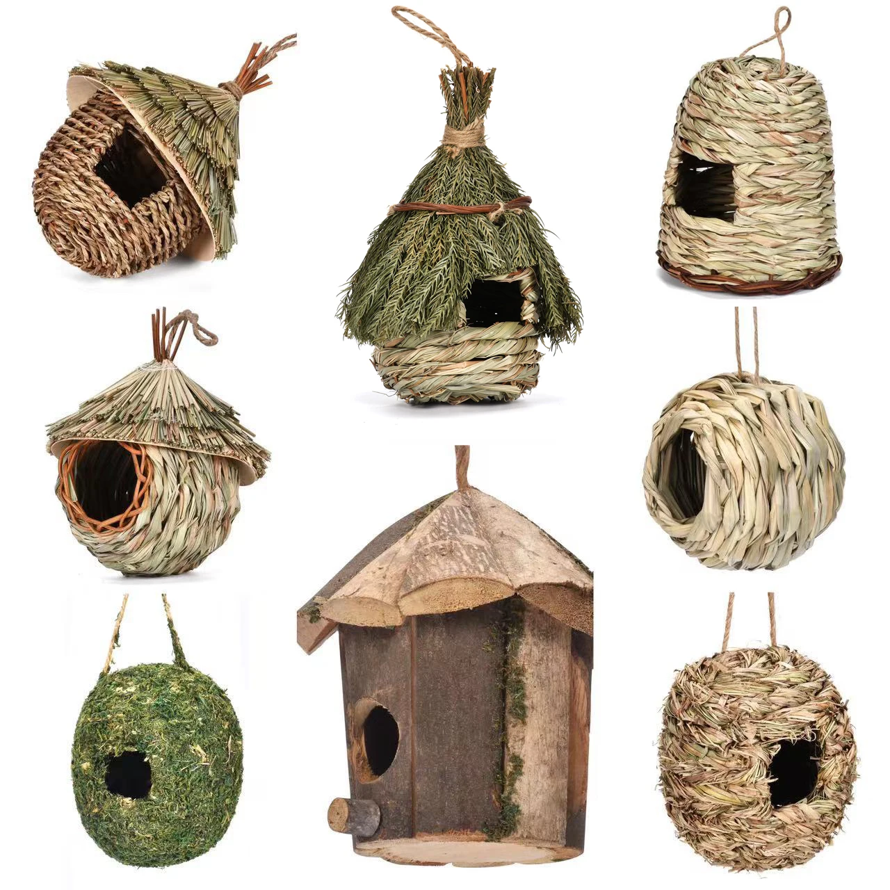 Unique Birdhouse Comfortable Birdhouse Hand-woven Natural Grass Hummingbird House for Garden Outdoor Decoration Window Hideaway