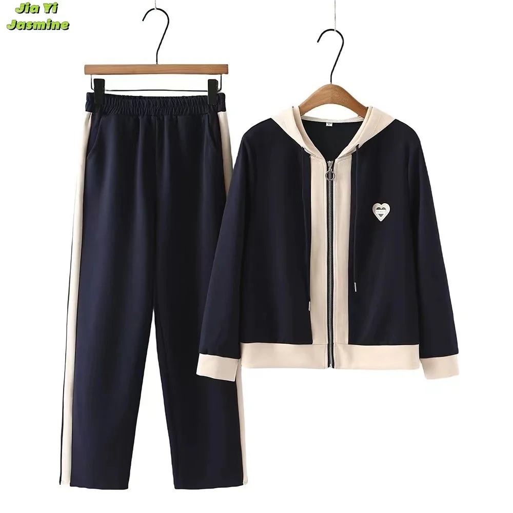 

2025 New Middle-aged and Elderly Suit Western-style Top Hoodie Women's Spring and Autumn Fashion Sportswear Two-piece Set