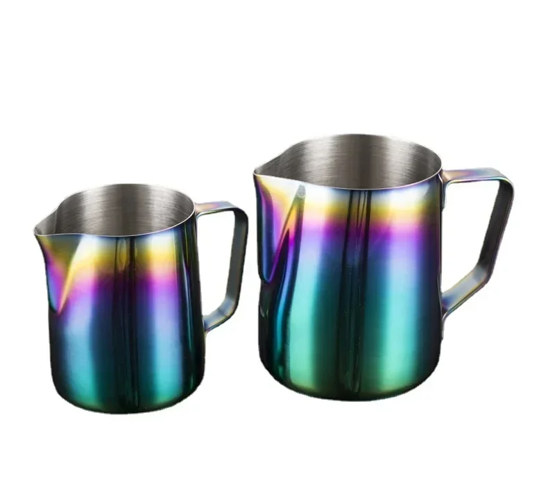 For 304 Stainless Steel Pointed Mouth Etched Cup with Lid, Graduated Measuring Cup, Coffee Etched Cylinder, Milk Froth Cup