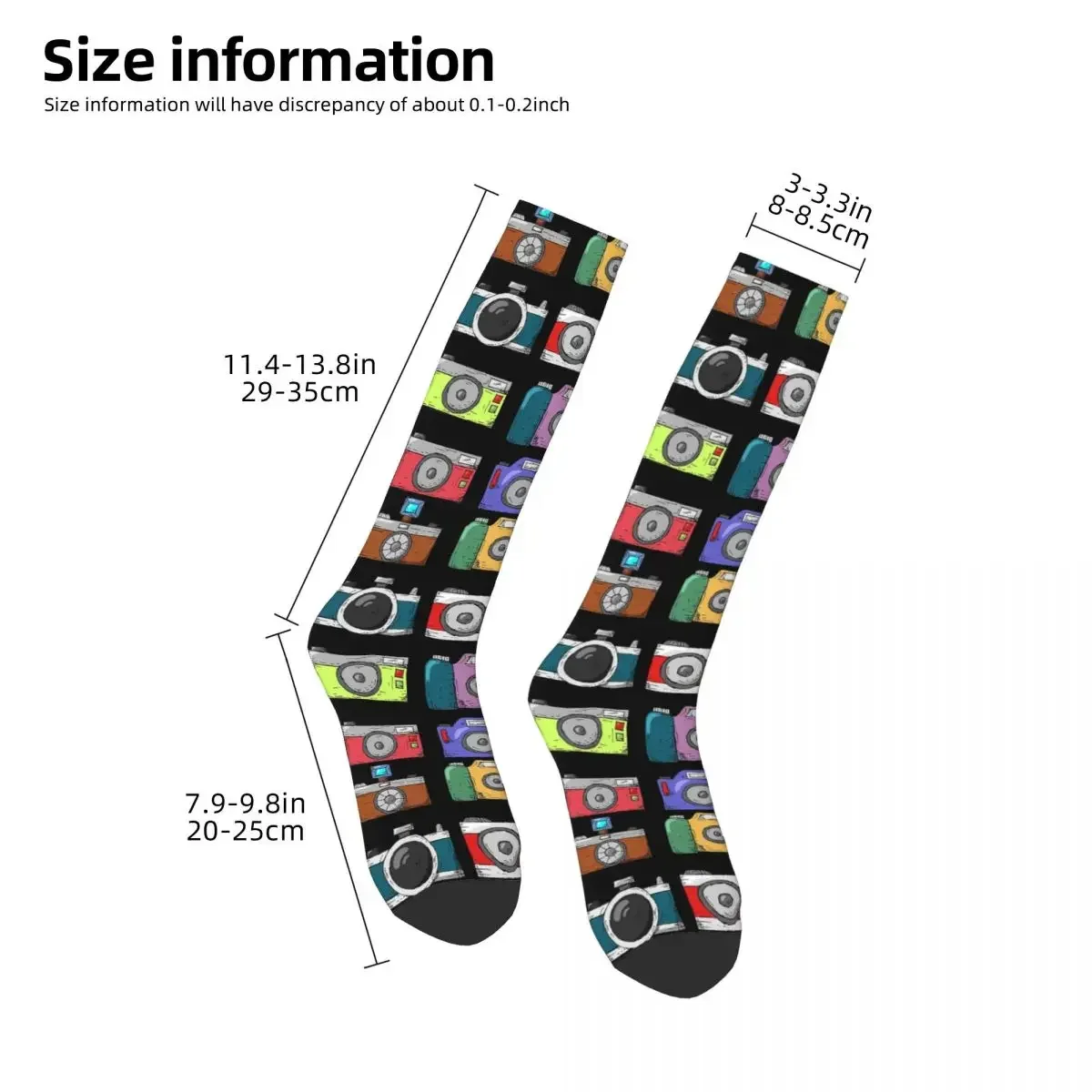 Retro Camera Sketches Socks Harajuku Sweat Absorbing Stockings All Season Long Socks Accessories Man's Woman's Christmas Gifts