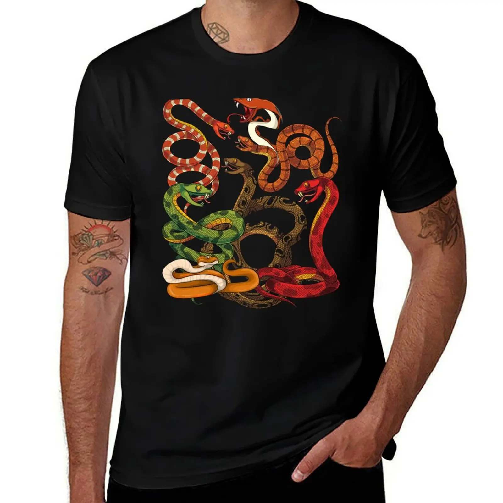 Snake Lover Pet Reptile Owner Animal Snake T-Shirt Work Wear Short Sleeve T-Shirt